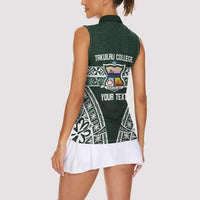 Personalised Tonga Takuilau College Women Sleeveless Polo Shirt 50th Anniversary Ngatu Kupesi LT14 - Polynesian Pride
