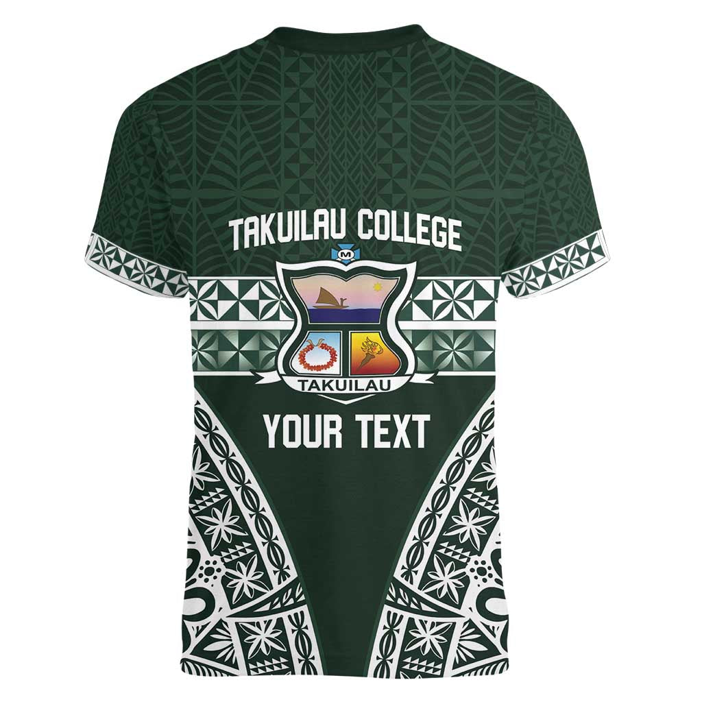 Personalised Tonga Takuilau College Women V-Neck T-Shirt 50th Anniversary Ngatu Kupesi LT14 - Polynesian Pride
