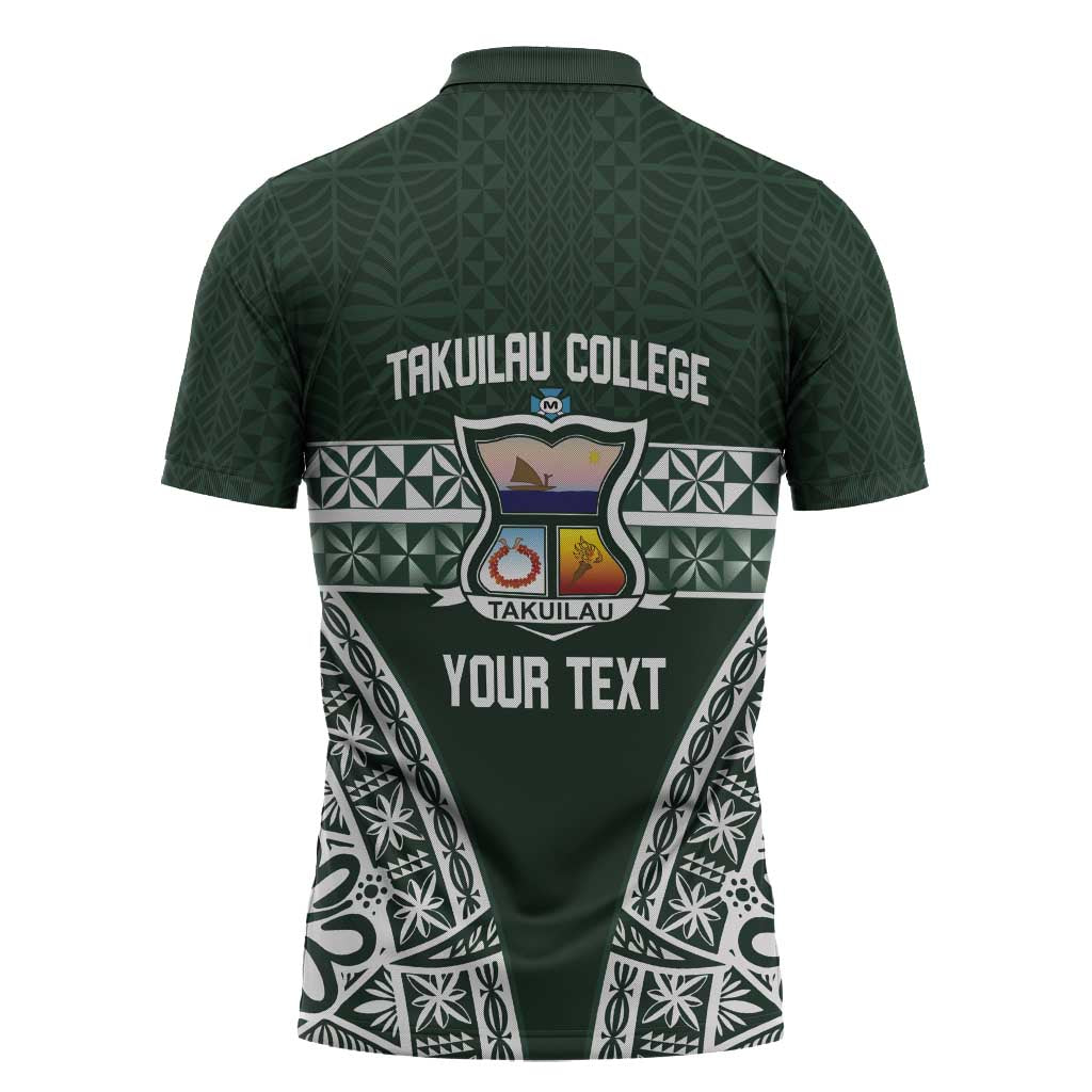 Personalised Tonga Takuilau College Zipper Polo Shirt 50th Anniversary Ngatu Kupesi LT14 - Polynesian Pride