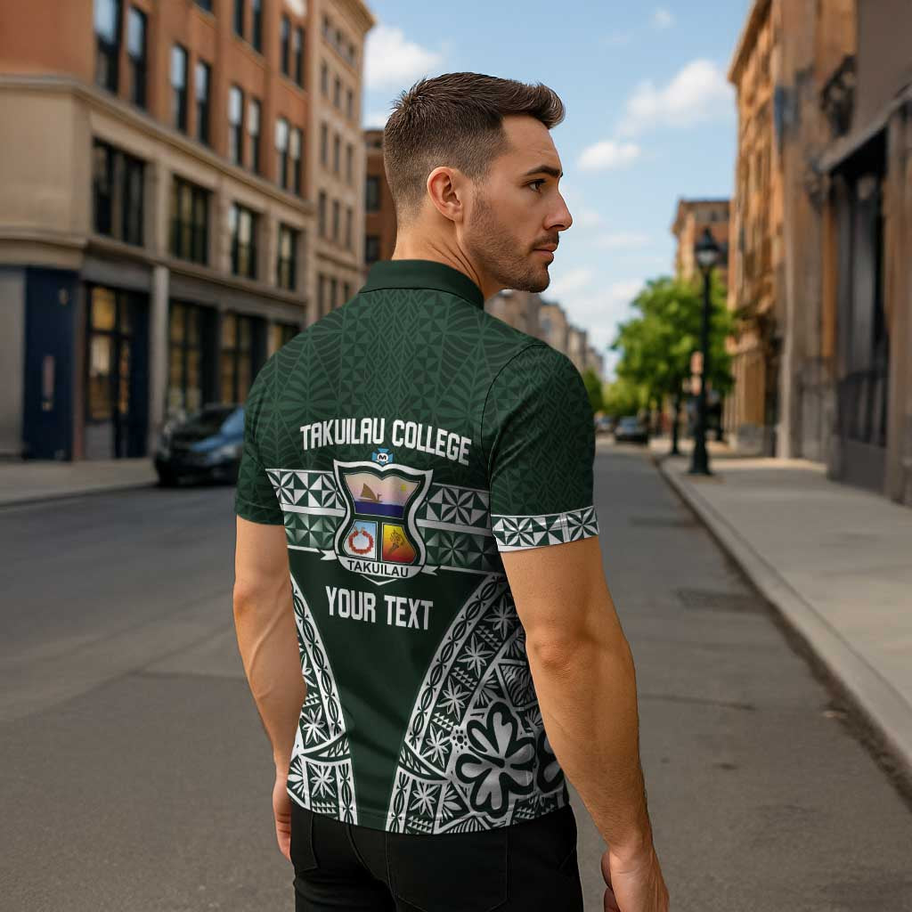 Personalised Tonga Takuilau College Zipper Polo Shirt 50th Anniversary Ngatu Kupesi LT14 - Polynesian Pride