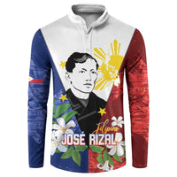 Philippines Rizal Day Button Sweatshirt Filipino Sampaguita Grunge Style LT14 Blue - Polynesian Pride