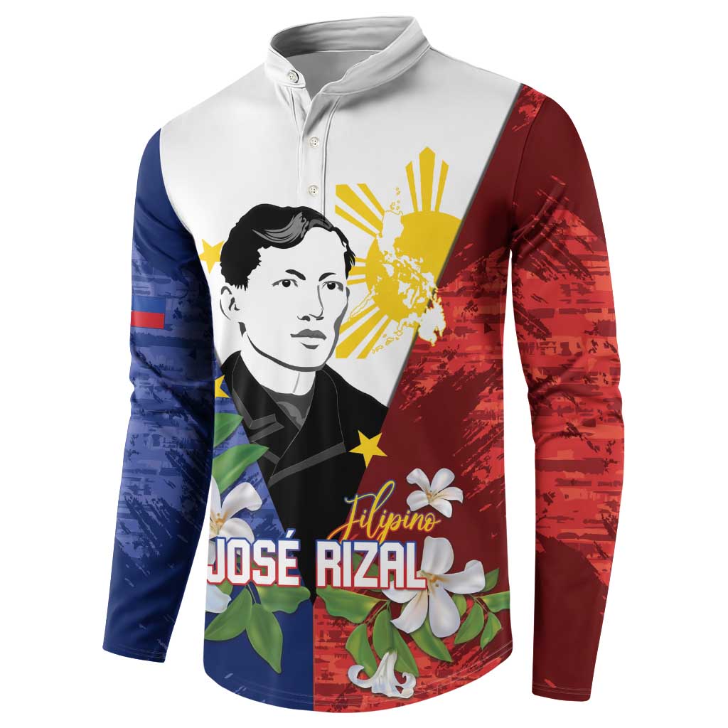 Philippines Rizal Day Button Sweatshirt Filipino Sampaguita Grunge Style LT14 - Polynesian Pride