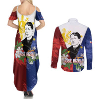 Philippines Rizal Day Couples Matching Summer Maxi Dress and Long Sleeve Button Shirt Filipino Sampaguita Grunge Style LT14 - Polynesian Pride
