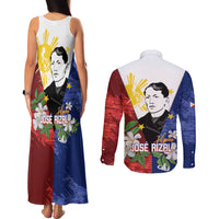 Philippines Rizal Day Couples Matching Tank Maxi Dress and Long Sleeve Button Shirt Filipino Sampaguita Grunge Style LT14 - Polynesian Pride