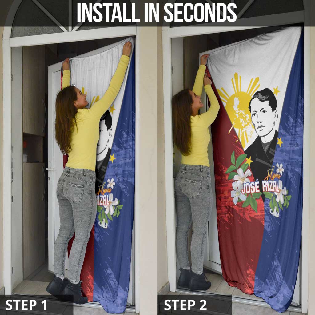 Philippines Rizal Day Door Cover Filipino Sampaguita Grunge Style - Polynesian Pride