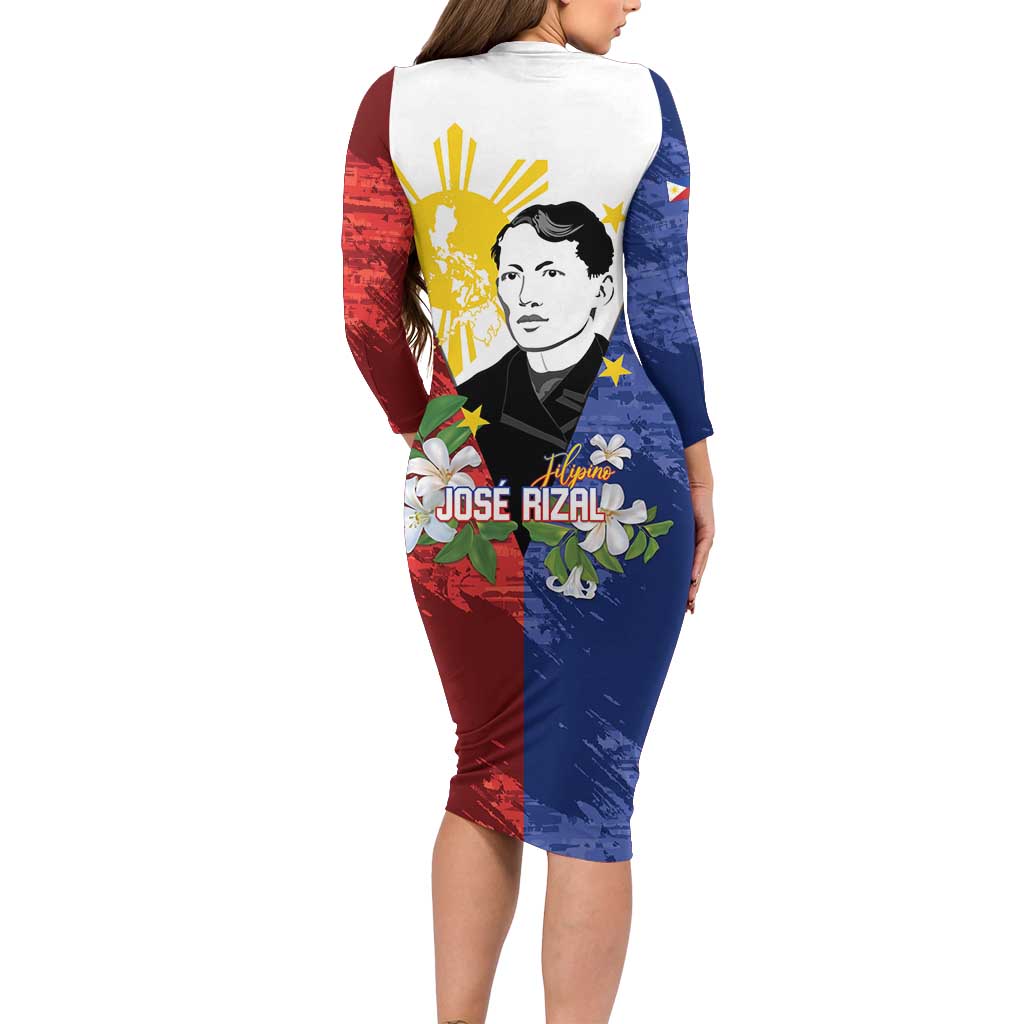Philippines Rizal Day Family Matching Long Sleeve Bodycon Dress and Hawaiian Shirt Filipino Sampaguita Grunge Style LT14 - Polynesian Pride
