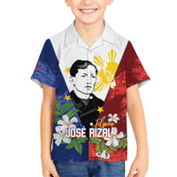 Philippines Rizal Day Family Matching Long Sleeve Bodycon Dress and Hawaiian Shirt Filipino Sampaguita Grunge Style LT14 Son's Shirt Blue - Polynesian Pride