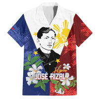 Philippines Rizal Day Family Matching Off Shoulder Short Dress and Hawaiian Shirt Filipino Sampaguita Grunge Style LT14 Dad's Shirt - Short Sleeve Blue - Polynesian Pride