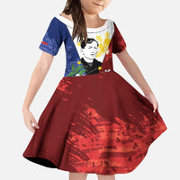 Philippines Rizal Day Family Matching Tank Maxi Dress and Hawaiian Shirt Filipino Sampaguita Grunge Style LT14 Daughter's Dress Blue - Polynesian Pride