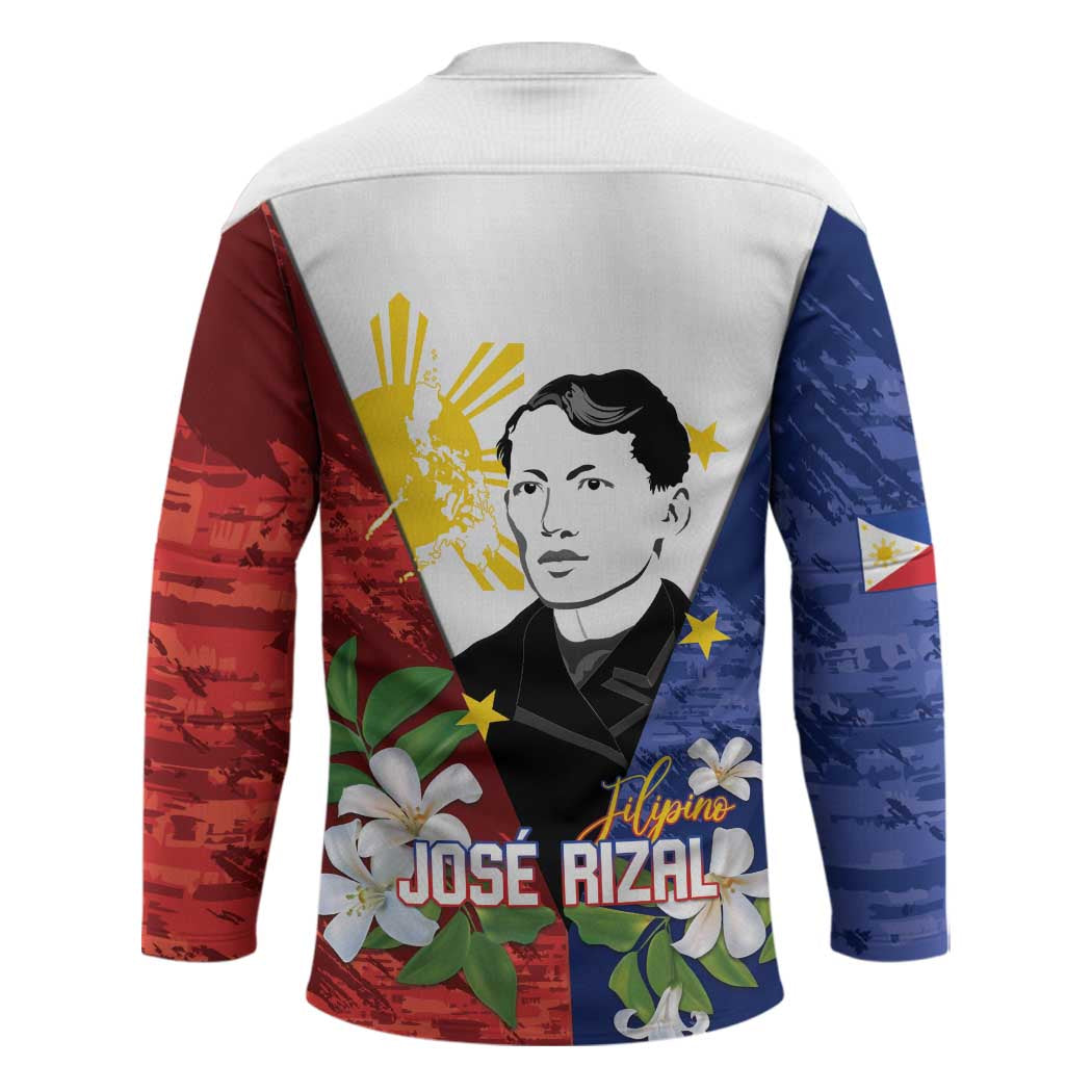 Philippines Rizal Day Hockey Jersey Filipino Sampaguita Grunge Style - Polynesian Pride