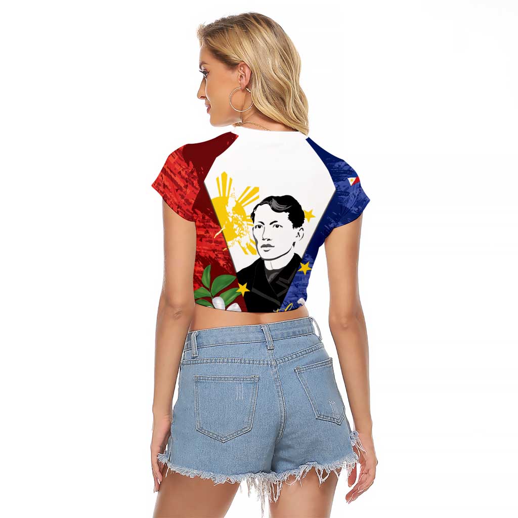 Philippines Rizal Day Raglan Cropped T Shirt Filipino Sampaguita Grunge Style - Polynesian Pride