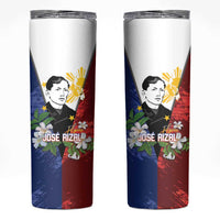Philippines Rizal Day Skinny Tumbler Filipino Sampaguita Grunge Style LT14 Blue - Polynesian Pride