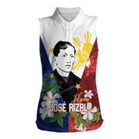 Philippines Rizal Day Women Sleeveless Polo Shirt Filipino Sampaguita Grunge Style LT14 Female Blue - Polynesian Pride
