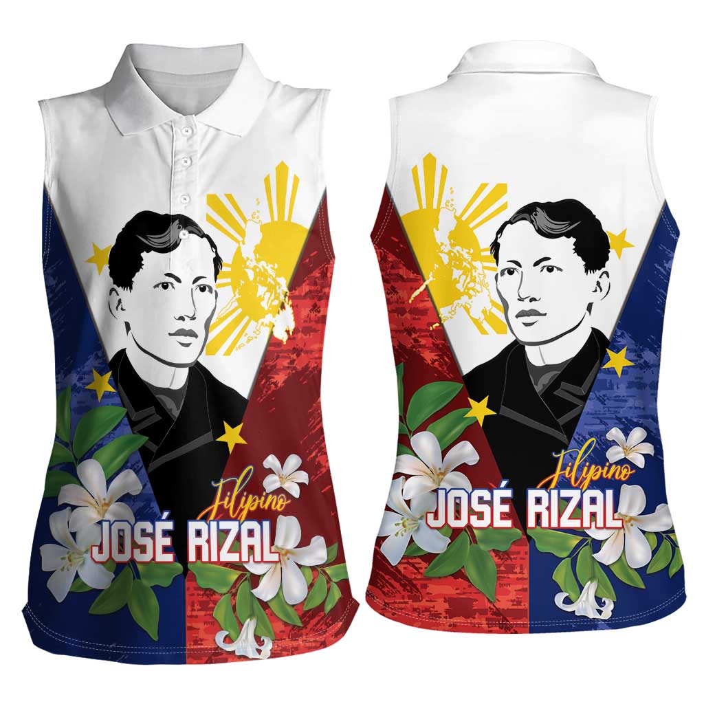 Philippines Rizal Day Women Sleeveless Polo Shirt Filipino Sampaguita Grunge Style LT14 - Polynesian Pride