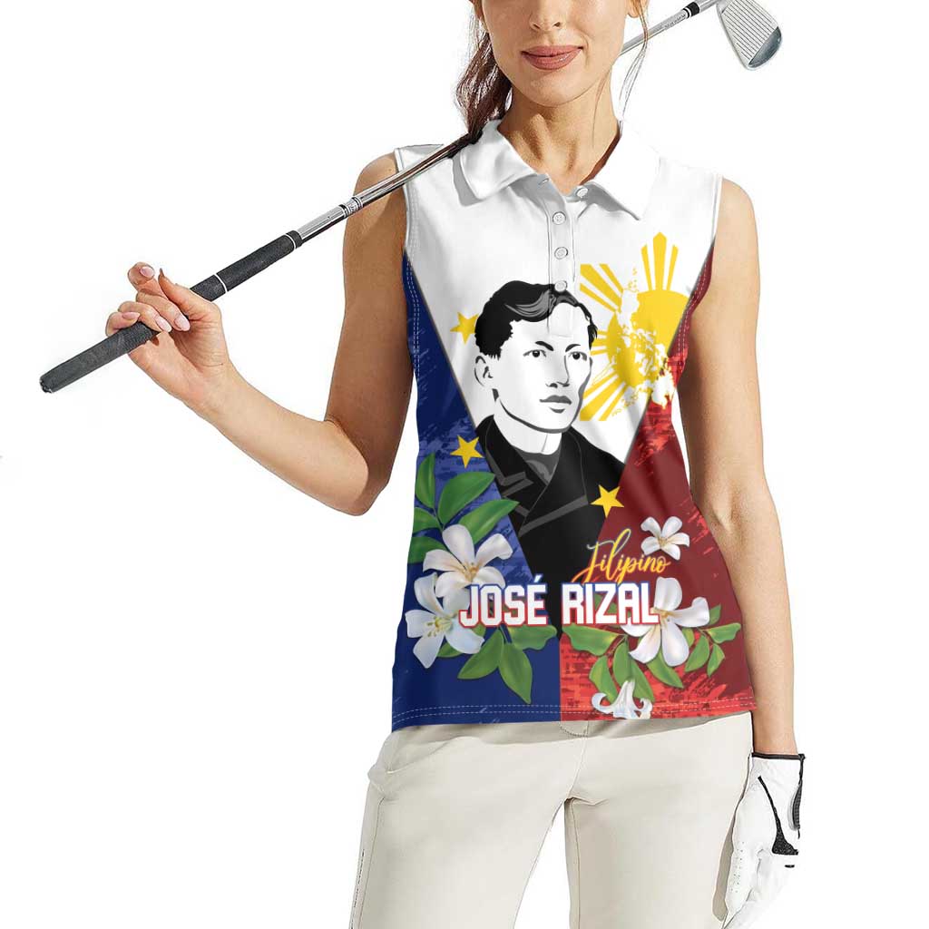 Philippines Rizal Day Women Sleeveless Polo Shirt Filipino Sampaguita Grunge Style LT14 - Polynesian Pride