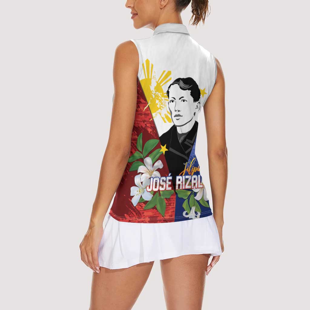 Philippines Rizal Day Women Sleeveless Polo Shirt Filipino Sampaguita Grunge Style LT14 - Polynesian Pride