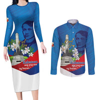 Philippines Rizal Day Couples Matching Long Sleeve Bodycon Dress and Long Sleeve Button Shirt Filipino Motto Stella Polynesian Pattern LT14 Blue - Polynesian Pride