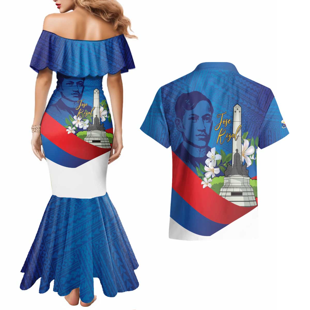 Philippines Rizal Day Couples Matching Mermaid Dress and Hawaiian Shirt Filipino Motto Stella Polynesian Pattern LT14 - Polynesian Pride