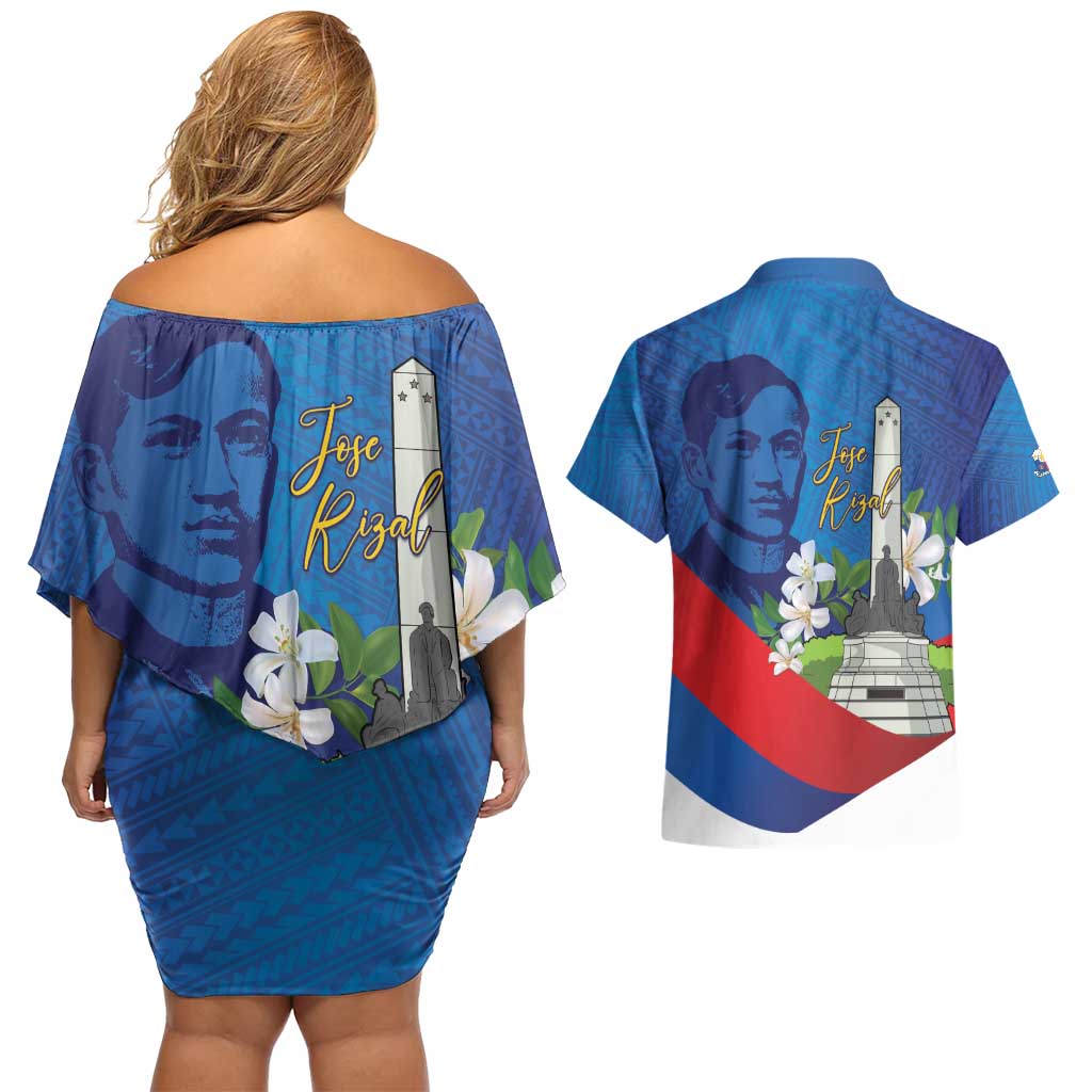Philippines Rizal Day Couples Matching Off Shoulder Short Dress and Hawaiian Shirt Filipino Motto Stella Polynesian Pattern LT14 - Polynesian Pride