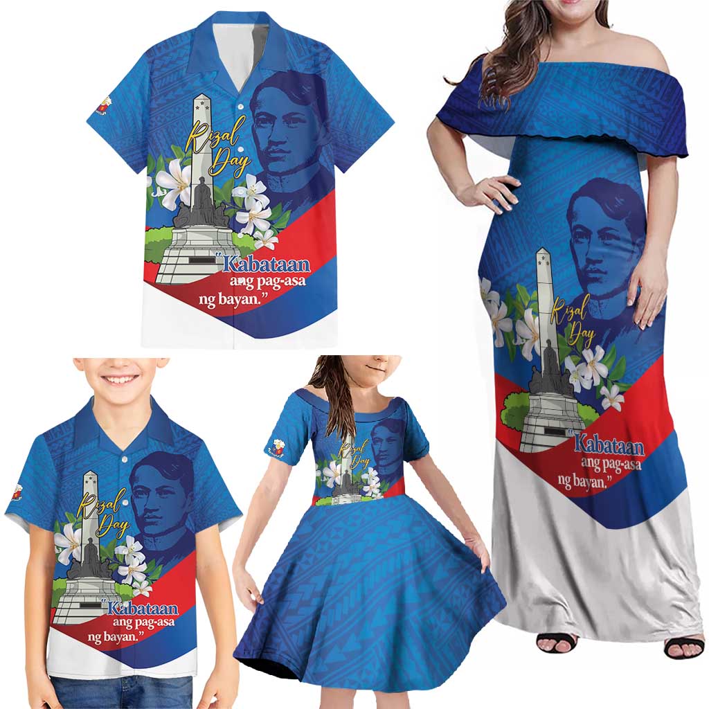 Philippines Rizal Day Family Matching Off Shoulder Maxi Dress and Hawaiian Shirt Filipino Motto Stella Polynesian Pattern LT14 - Polynesian Pride