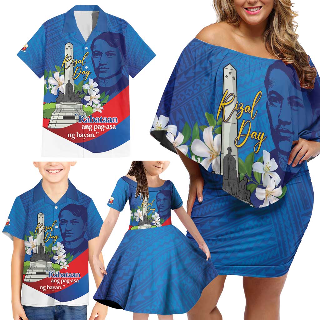 Philippines Rizal Day Family Matching Off Shoulder Short Dress and Hawaiian Shirt Filipino Motto Stella Polynesian Pattern LT14 - Polynesian Pride
