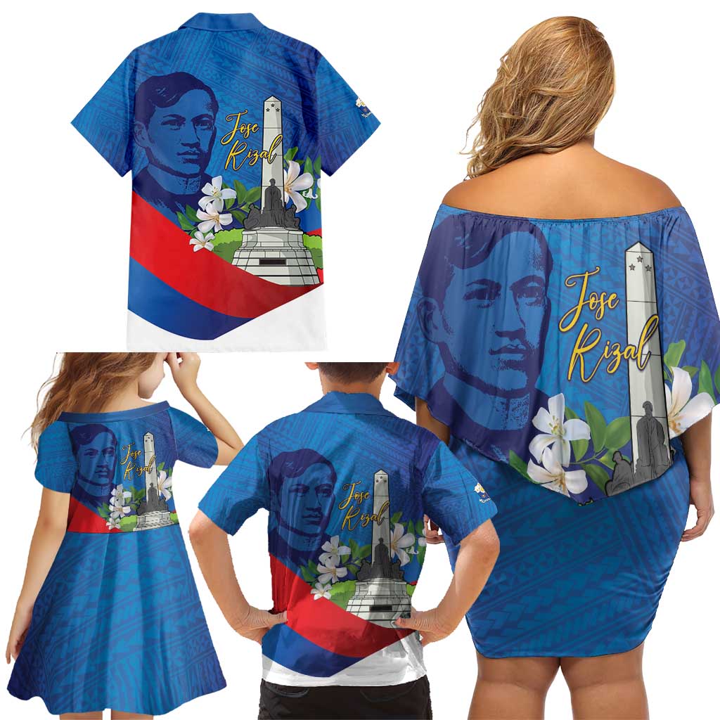 Philippines Rizal Day Family Matching Off Shoulder Short Dress and Hawaiian Shirt Filipino Motto Stella Polynesian Pattern LT14 - Polynesian Pride