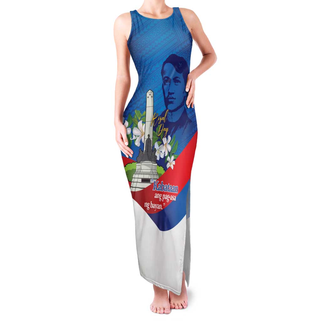 Philippines Rizal Day Family Matching Tank Maxi Dress and Hawaiian Shirt Filipino Motto Stella Polynesian Pattern LT14 Mom's Dress Blue - Polynesian Pride