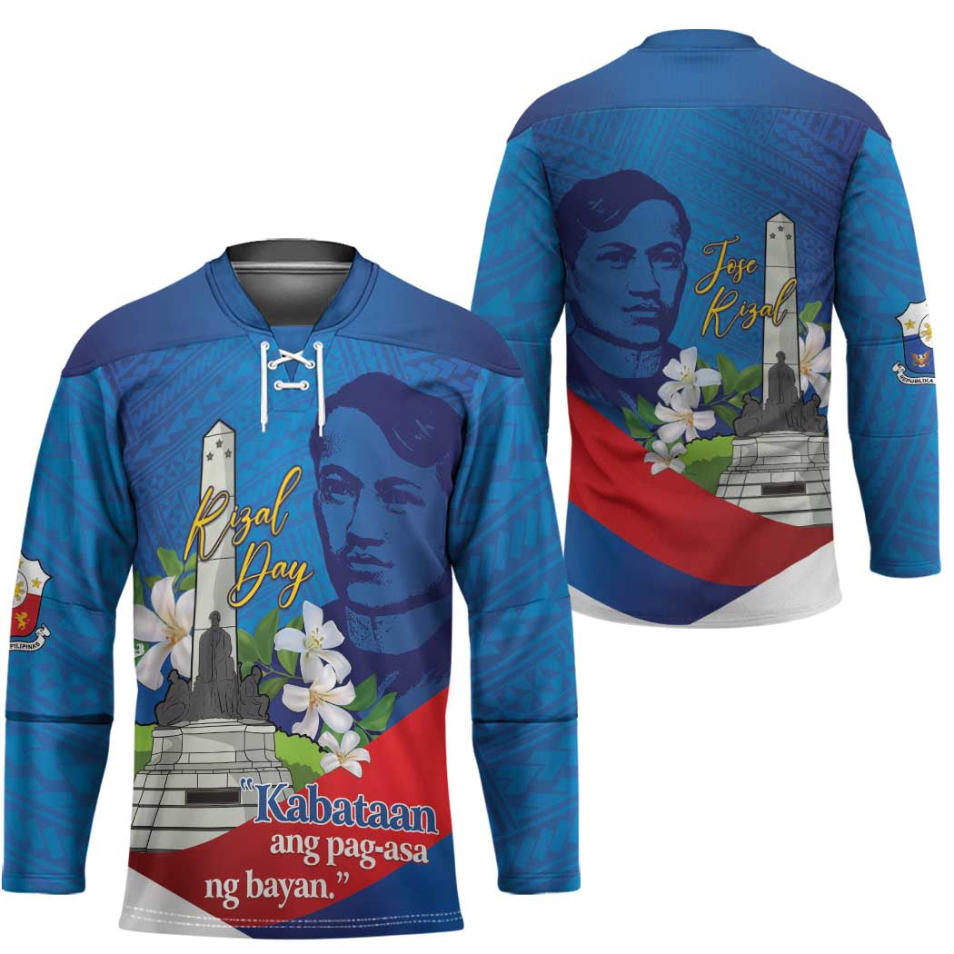 Philippines Rizal Day Hockey Jersey Filipino Motto Stella Polynesian Pattern - Polynesian Pride