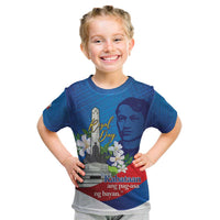 Philippines Rizal Day Kid T Shirt Filipino Motto Stella Polynesian Pattern LT14 Blue - Polynesian Pride