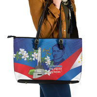 Philippines Rizal Day Leather Tote Bag Filipino Motto Stella Polynesian Pattern LT14 - Polynesian Pride
