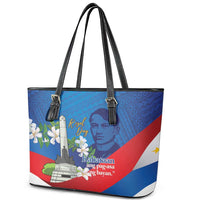 Philippines Rizal Day Leather Tote Bag Filipino Motto Stella Polynesian Pattern LT14 - Polynesian Pride