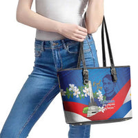 Philippines Rizal Day Leather Tote Bag Filipino Motto Stella Polynesian Pattern LT14 - Polynesian Pride
