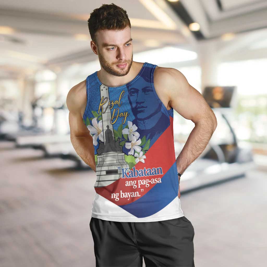 Philippines Rizal Day Men Tank Top Filipino Motto Stella Polynesian Pattern LT14 Blue - Polynesian Pride