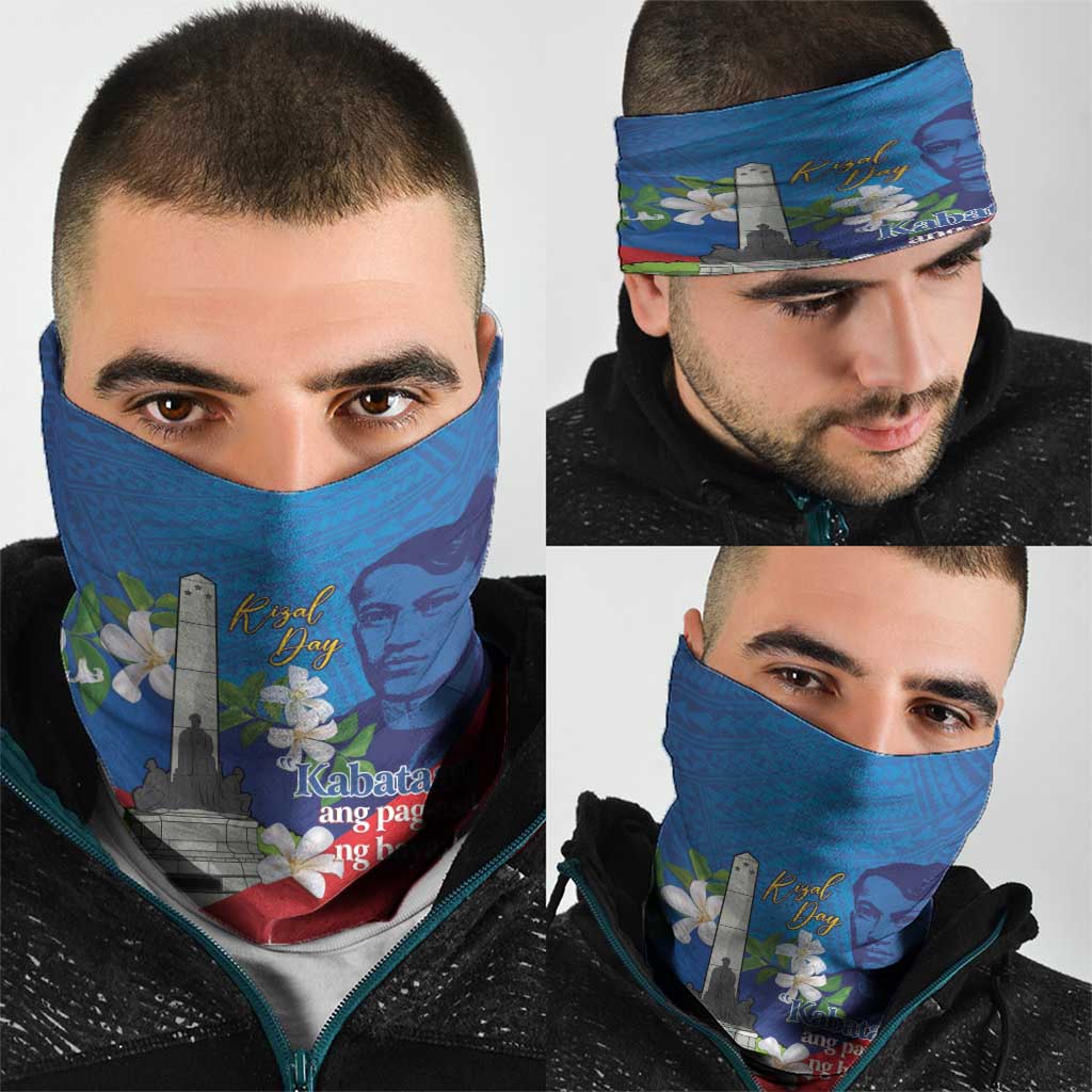 Philippines Rizal Day Neck Gaiter Filipino Motto Stella Polynesian Pattern - Polynesian Pride