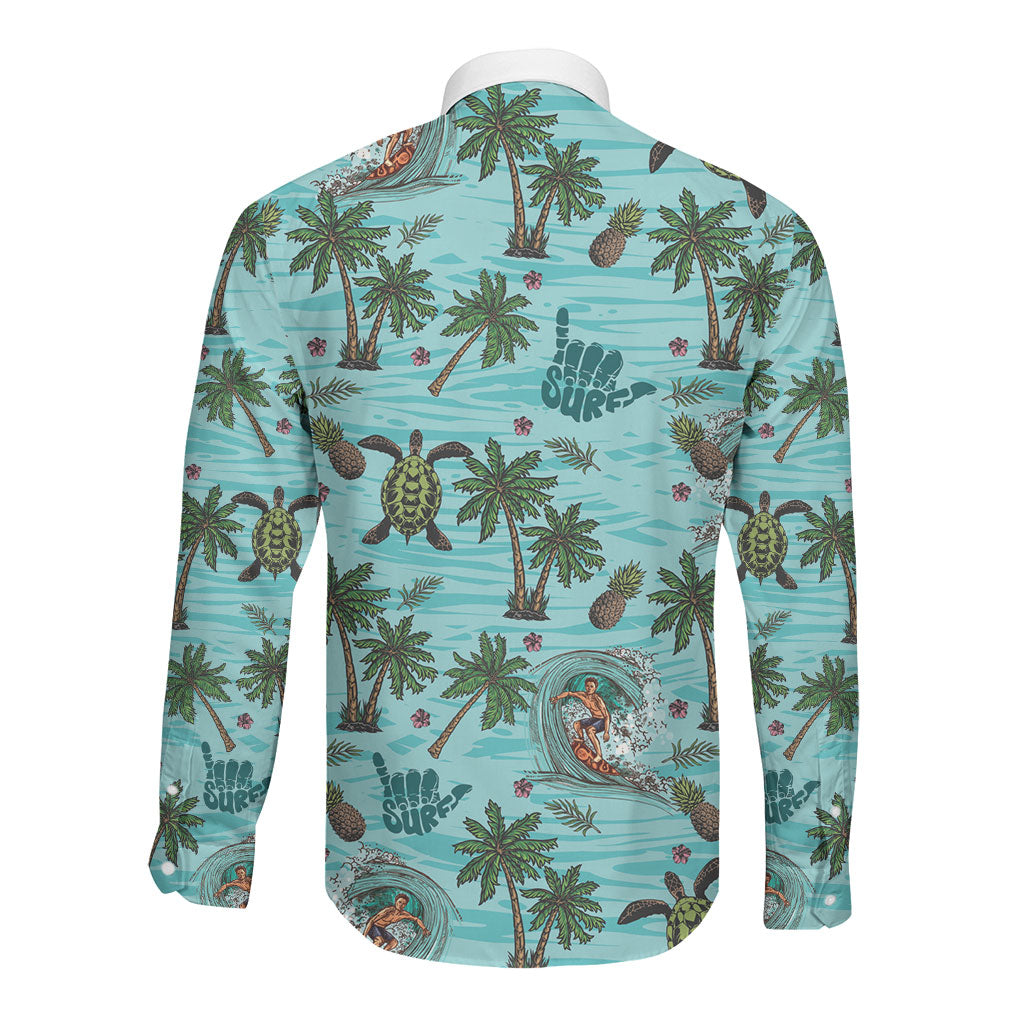 Aloha Hawaii Surfing Tropical Seamless Long Sleeve Button Shirt LT14 - Polynesian Pride