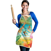 Surfing Paradise Hawaii Apron Tropical Flowers Beachy Vibes LT14 - Polynesian Pride