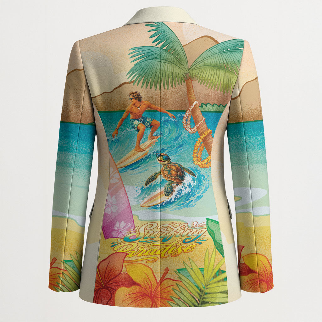 Surfing Paradise Hawaii Blazer Tropical Flowers Beachy Vibes LT14 - Polynesian Pride
