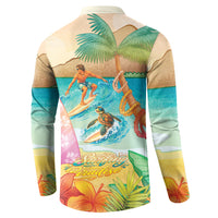 Surfing Paradise Hawaii Button Sweatshirt Tropical Flowers Beachy Vibes LT14 - Polynesian Pride