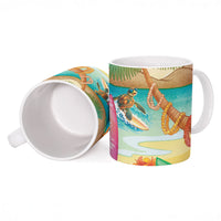 Surfing Paradise Hawaii Ceramic Mug Tropical Flowers Beachy Vibes LT14 - Polynesian Pride