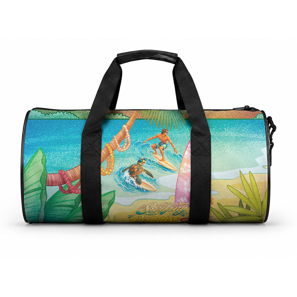 Surfing Paradise Hawaii Duffle Bag Tropical Flowers Beachy Vibes