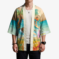 Surfing Paradise Hawaii Kimono Tropical Flowers Beachy Vibes LT14 - Polynesian Pride