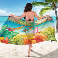 Surfing Paradise Hawaii Sarong Tropical Flowers Beachy Vibes LT14 - Polynesian Pride