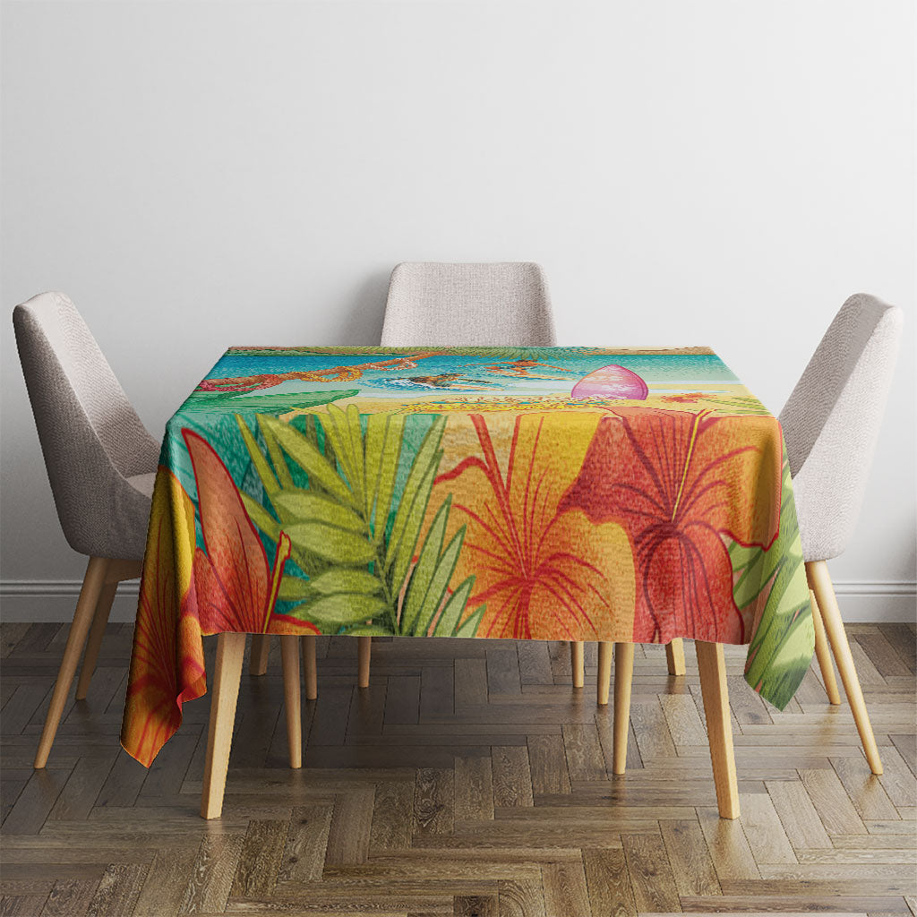 Surfing Paradise Hawaii Tablecloth Tropical Flowers Beachy Vibes LT14 - Polynesian Pride