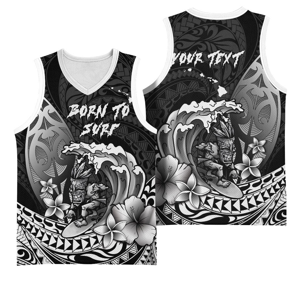 Hawaii Surfing Personalized Basketball Jersey Born To Surf Tiki Hawaiian Pattern LT14 - Polynesian Pride