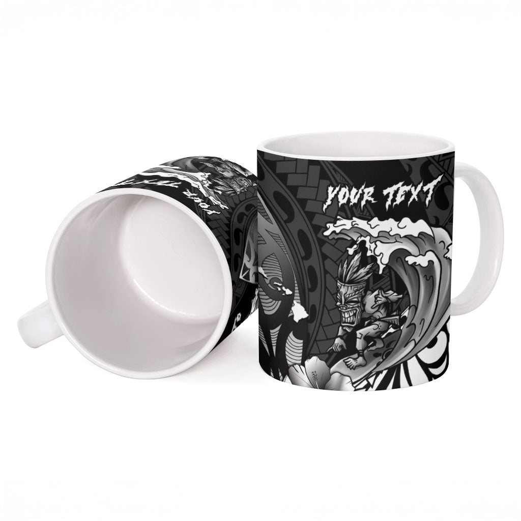 Hawaii Surfing Personalized Ceramic Mug Born To Surf Tiki Hawaiian Pattern LT14 - Polynesian Pride