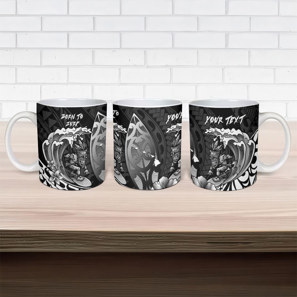 Hawaii Surfing Personalized Ceramic Mug Born To Surf Tiki Hawaiian Pattern LT14 - Polynesian Pride