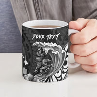 Hawaii Surfing Personalized Ceramic Mug Born To Surf Tiki Hawaiian Pattern LT14 - Polynesian Pride