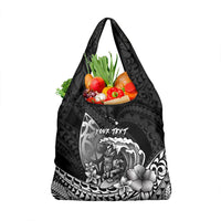 Hawaii Surfing Personalized Grocery Bag Born To Surf Tiki Hawaiian Pattern LT14 1-pack One Size Black - Polynesian Pride