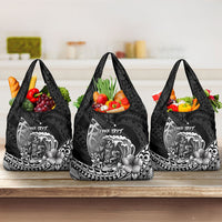 Hawaii Surfing Personalized Grocery Bag Born To Surf Tiki Hawaiian Pattern LT14 3-pack One Size Black - Polynesian Pride