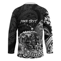 Hawaii Surfing Personalized Hockey Jersey Born To Surf Tiki Hawaiian Pattern LT14 - Polynesian Pride